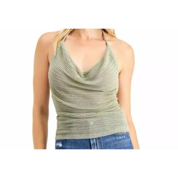 Guess Tops - Guess Halter Top Womens Size L Champagne Color SL Rhea Cowl Neck Milk Tea